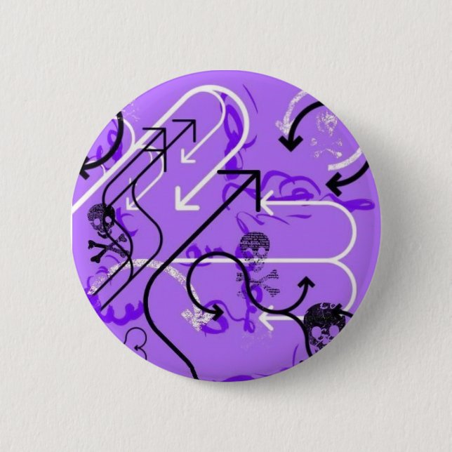 Skulls and arrows. 6 cm round badge (Front)