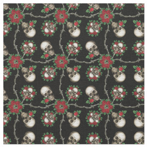 Skulls and Barbed Wire Fabric