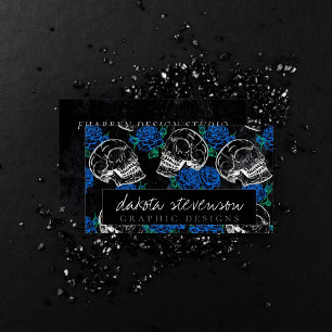 Skulls and Blue Roses Cool Funky Dark Branding Business Card