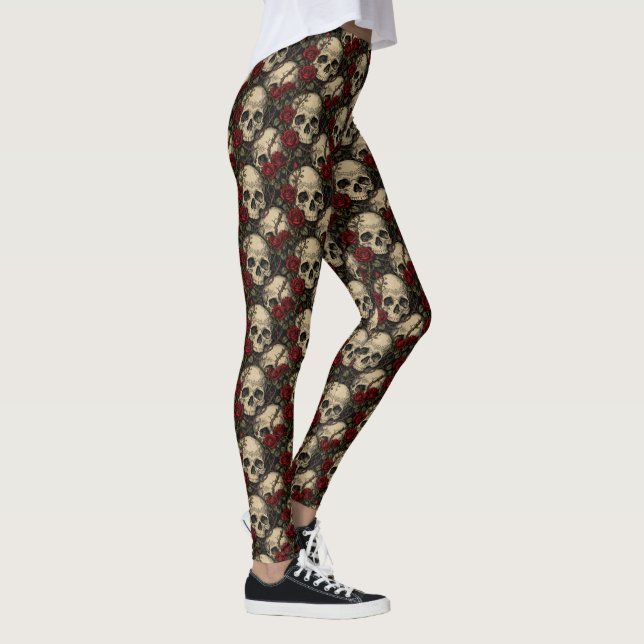 Skulls and Briar Rose Gothic Leggings (Right)