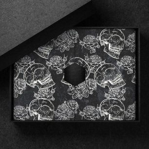 Skulls and Chalk Roses   Gothic Glam Funky Grunge Tissue Paper