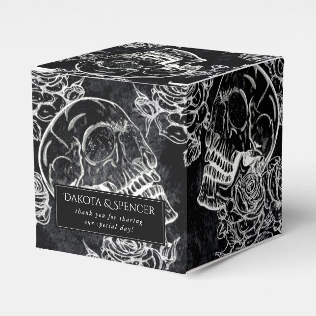 Skulls and Chalk Roses | Gothic Glam Thank You Favour Box (Front Side)