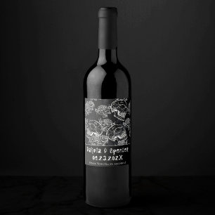 Skulls and Chalk Roses Gothic Glam Thank You Wine Label