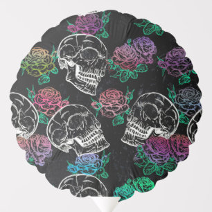 Skulls and Dark Roses   Funky Glam Ombre Grunge Balloon