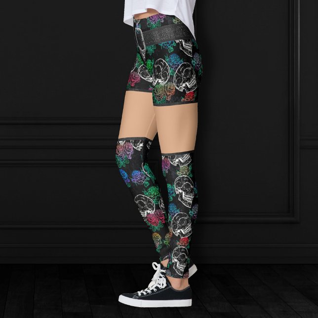 Skulls and Dark Roses | Funky Glam Ombre Grunge Leggings (Creator Uploaded)