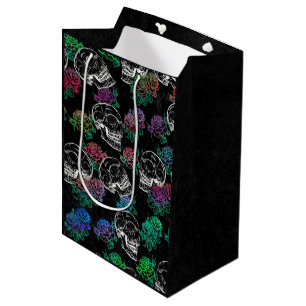Skulls and Dark Roses Funky Glam Ombre Grunge Medium Gift Bag