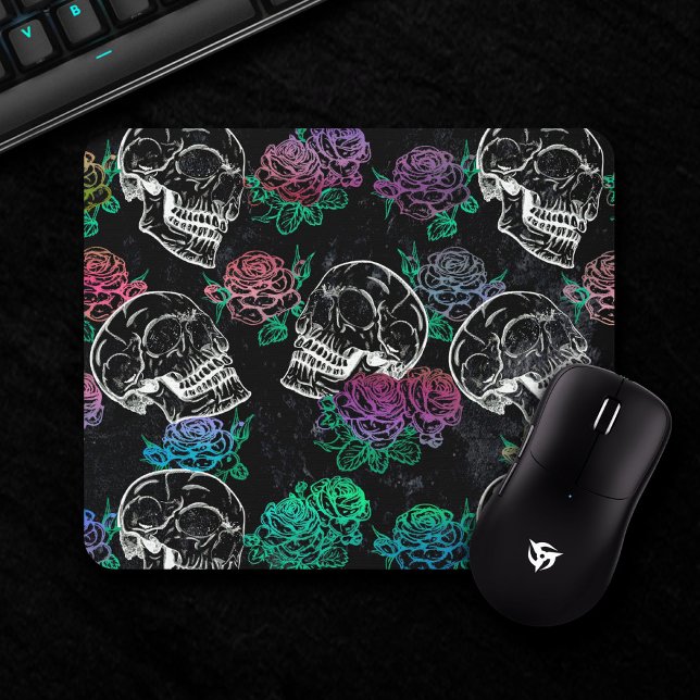 Skulls and Dark Roses | Funky Glam Ombre Grunge Mouse Pad (Creator Uploaded)