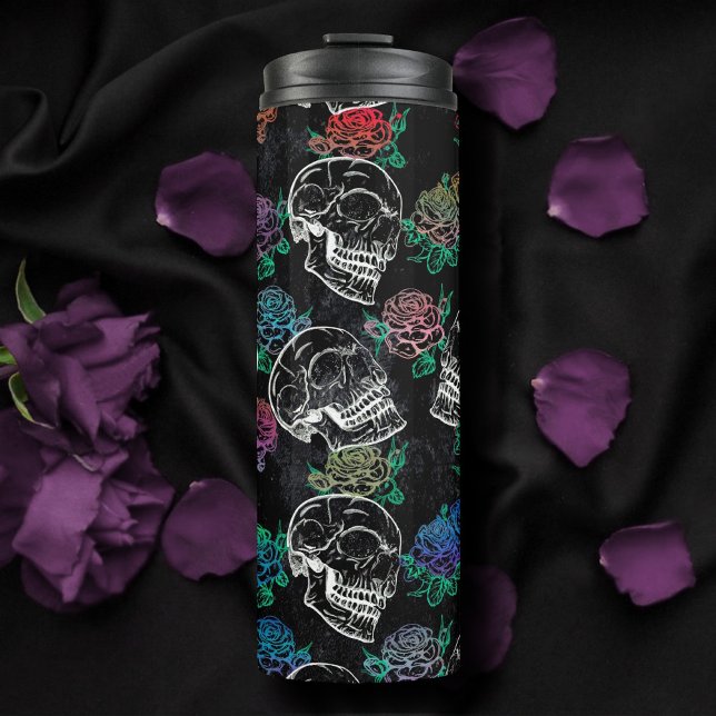 Skulls and Dark Roses | Funky Glam Ombre Grunge Thermal Tumbler (Creator Uploaded)