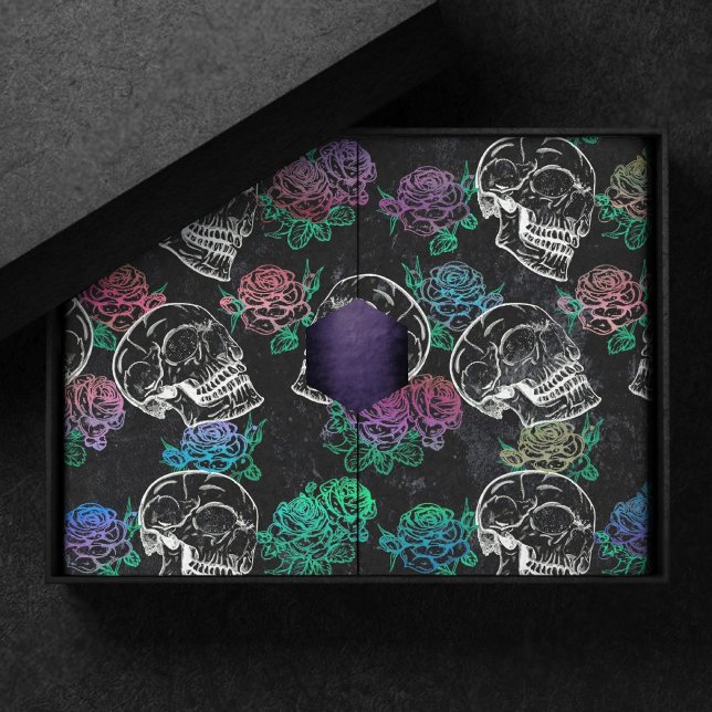Skulls and Dark Roses | Funky Glam Ombre Grunge Tissue Paper (Creator Uploaded)