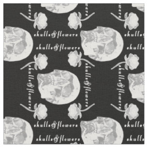 Skulls And Flower Fabric