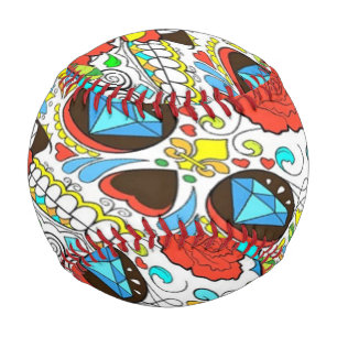 Skulls and flowers baseball