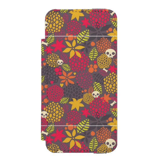 Skulls and flowers. incipio iPhone wallet case (Folio Front)