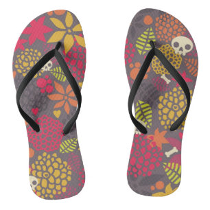 Skulls and flowers. jandals