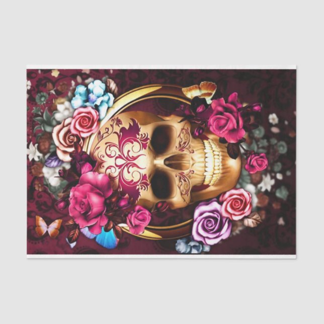 Skulls and Flowers  Tissue Paper (Front)