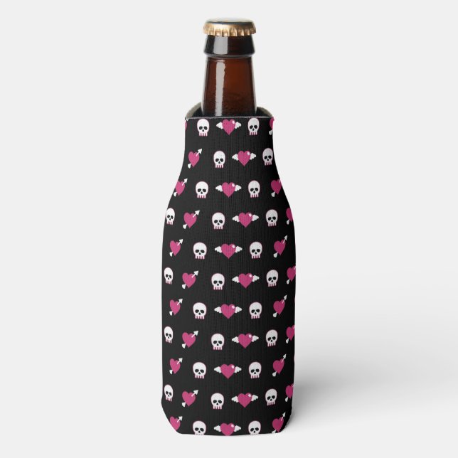 Skulls and hearts bottle cooler (Bottle Front)