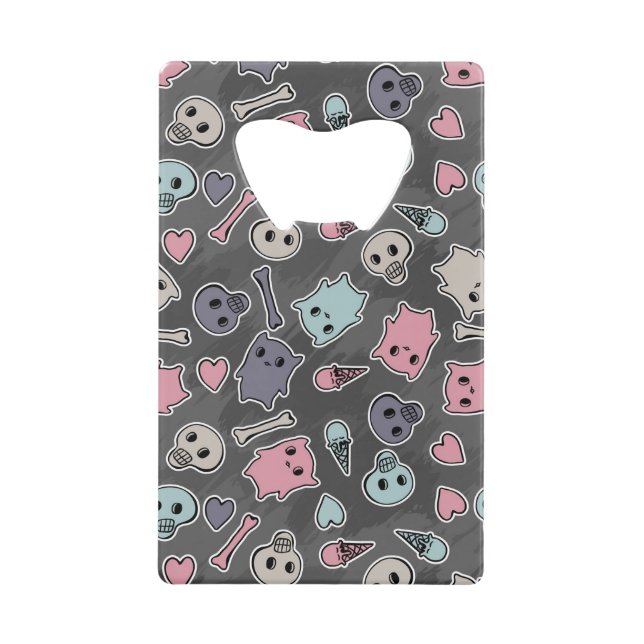 Skulls, and hearts on black background (Front)