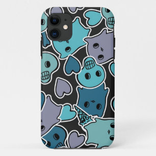 Skulls, and hearts on black background 2 Case-Mate iPhone case