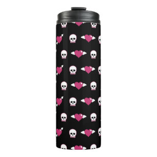Skulls and hearts thermal tumbler