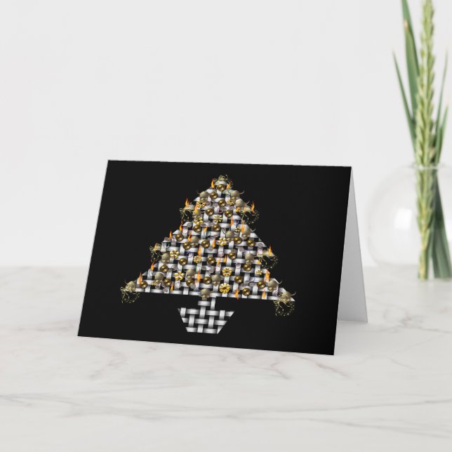 Skulls and Metal Tree Holiday Card (Front)