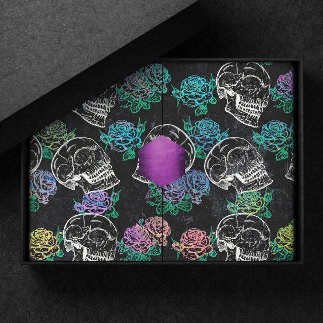 Skulls and Ombre Roses | Cool Funky Dark Grunge Tissue Paper (Creator Uploaded)