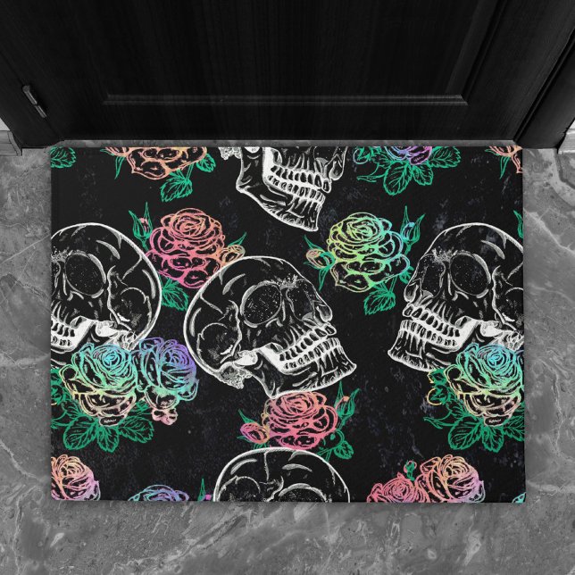 Skulls and Ombre Roses | Gothic Glam Pastel Grunge Doormat (Creator Uploaded)