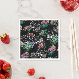 Skulls and Ombre Roses Gothic Glam Pastel Grunge Napkin