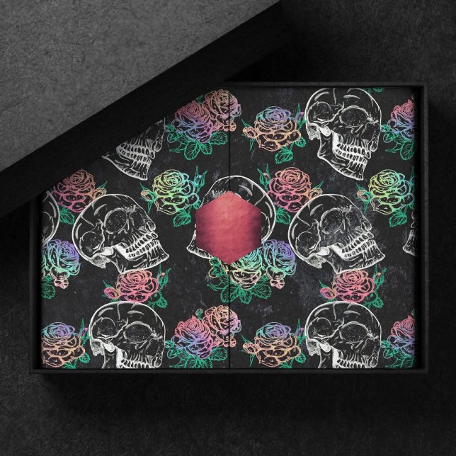 Skulls and Ombre Roses | Gothic Glam Pastel Grunge Tissue Paper (Creator Uploaded)