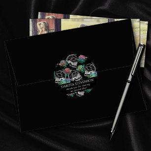 Skulls and Ombre Roses Gothic Glam Thank You Classic Round Sticker