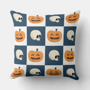 Skulls and Pumpkins Checks Cushion