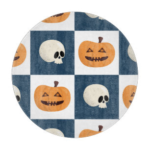 Skulls and Pumpkins Checks Cutting Board