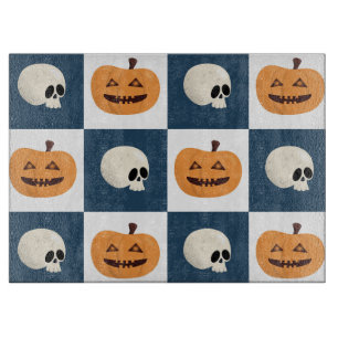 Skulls and Pumpkins Checks Cutting Board