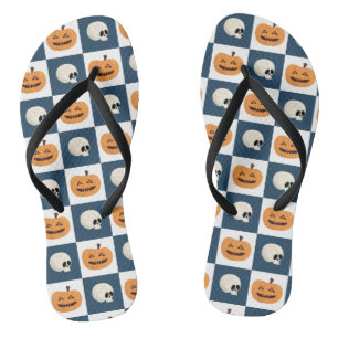 Skulls and Pumpkins Checks Jandals