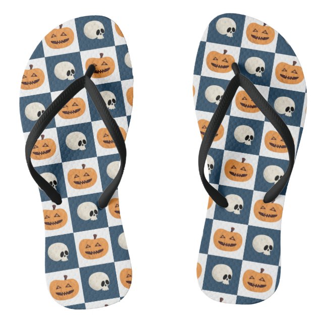 Skulls and Pumpkins Checks Jandals (Footbed)