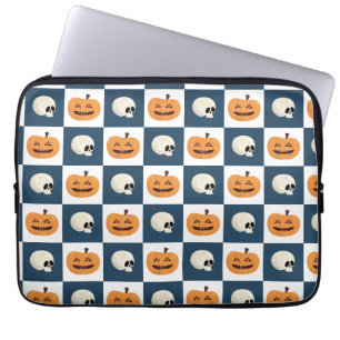 Skulls and Pumpkins Checks Laptop Sleeve