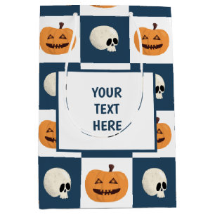 Skulls and Pumpkins Checks Medium Gift Bag