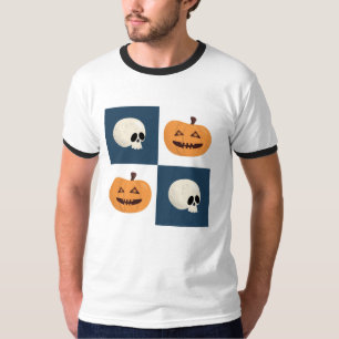 Skulls and Pumpkins Checks T-Shirt