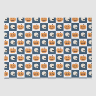 Skulls and Pumpkins Checks Tissue Paper