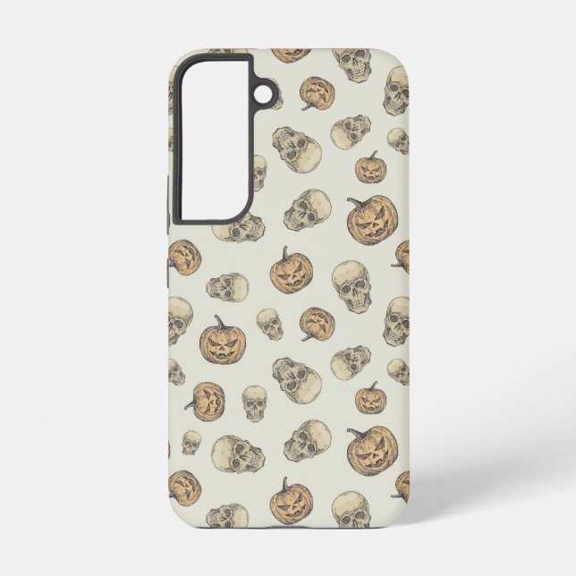 Skulls and Pumpkins Halloween Pattern Samsung Galaxy S22 Case (Back)