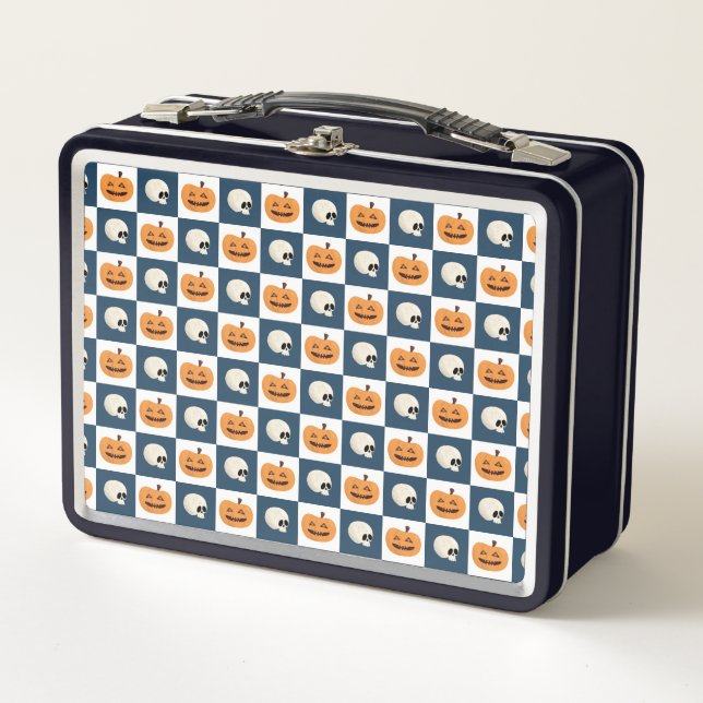 Skulls and Pumpkins Metal Lunch Box (Front)
