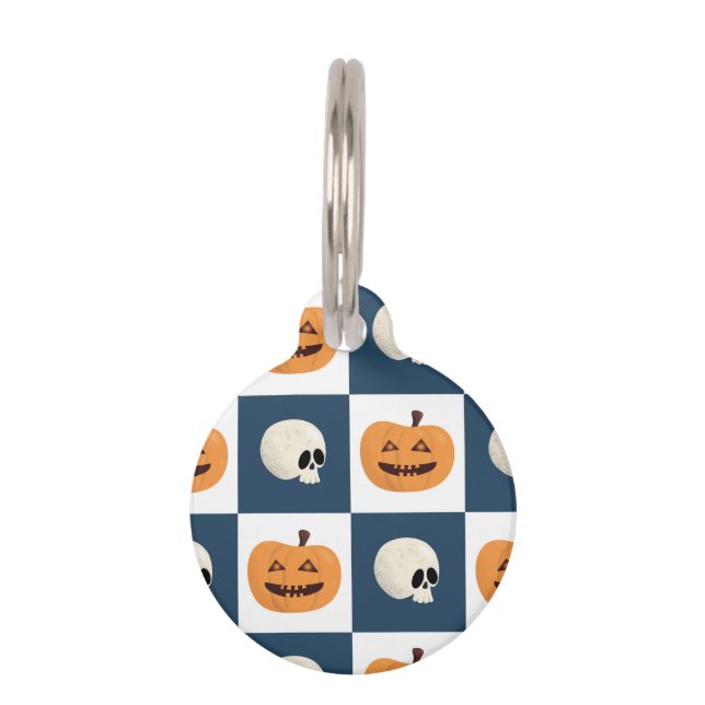 Skulls and Pumpkins Pet Tag (Front)
