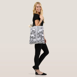 skulls and pumpkins tote