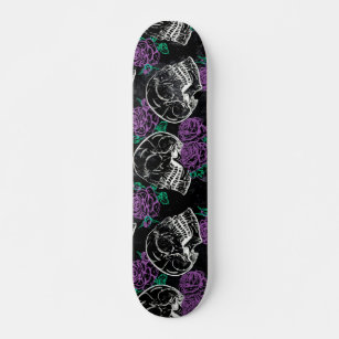 Skulls and Purple Roses   Dark Gothic Grunge Glam Skateboard