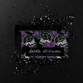 Skulls and Purple Roses | Gothic Glam Branding Business Card