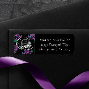 Skulls and Purple Roses Gothic Grunge Address