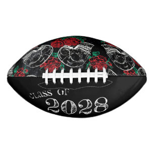 Skulls and Red Roses   Modern Goth Glam Graduation Football