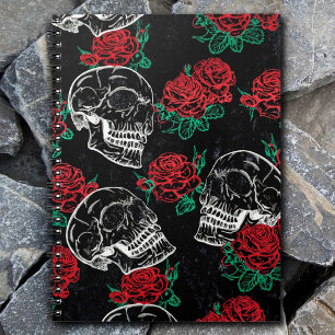 Skulls and Red Roses Modern Gothic Glam Grunge Notebook
