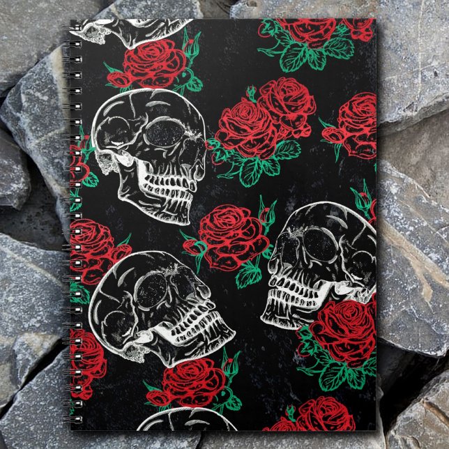 Skulls and Red Roses | Modern Gothic Glam Grunge Notebook (Creator Uploaded)