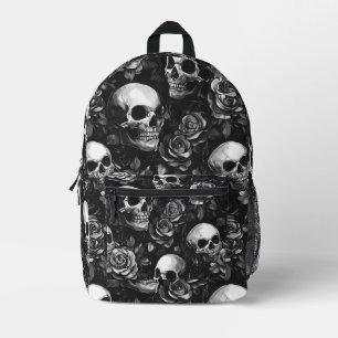 Skulls And Roses Black  Printed Backpack