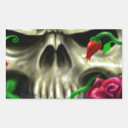 Skulls and Roses Custom Airbrush Original Artist Rectangular Sticker
