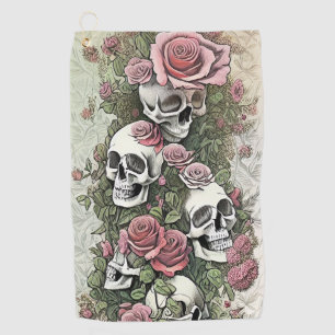 Skulls and Roses Golf Towel